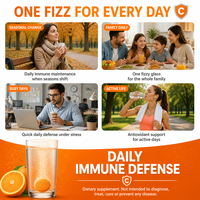 Comprimés effervescents de vitamine C à haute dose 1000 mg, soutien immunitaire, antioxydant, saveur orange, complément effervescent pour adultes