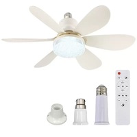 Kit de ventilateur de plafond E27 30W sans perçage, lampe ventilateur à visser avec télécommande, certifié CE