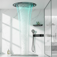 MYN Douche murale dissimulée à température constante avec affichage numérique, ensemble de douche tout en cuivre avec lumière d'ambiance pour la maison