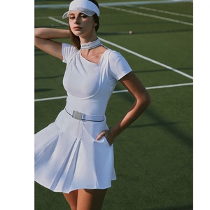 ชุดเทนนิสผู้หญิงแห้งเร็ว คอเหลี่ยม ยืดหยุ่น รุ่นใหม่ล่าสุด สำหรับเล่นกลางแจ้ง ผ้าเนื้อยืด พร้อมกางเกงขาสั้นถอดได้ ระบายอากาศดี เซ็กซี่ - Product Image 1