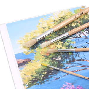 Foska Art Material 12 pièces toile peinture visage acrylique <span class=keywords><strong>aquarelle</strong></span> huile ronde peinture ensemble avec poils de porc et manche en bois - Product Image 5