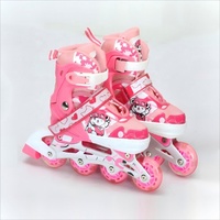 Patins à roulettes pour enfants avec roulettes clignotantes roses, patins à roulettes clignotants