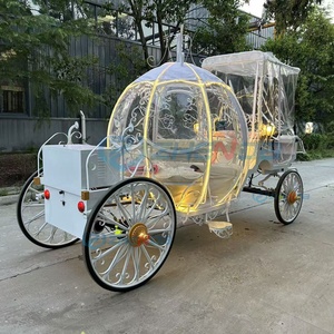 Chariot à chevaux mobile, élégante calèche de princesse, calèche à chevaux électrique, calèche de mariage en forme de citrouille - Product Image 4