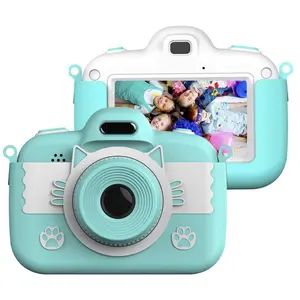 K2キッズカメラおもちゃ女の子子供用3インチタッチスクリーン8.0MPゲームおもちゃカメラビデオ保護カバー付き、チャイルドギフトブルー