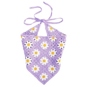 Q & Y donna primavera estate accessori per capelli fatti a mano fazzoletto per capelli margherita girasole motivo uncinetto triangolare Bandana fascia - Product Image 6