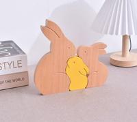Holz-Elefant Mutter Baby Familie Rätsel-Spielzeug 2 in 1 Set Dekoration Müttertagsgeschenk