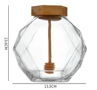 200Ml 380Ml 700Ml Nieuwe Unieke Vorm Ontwerp Groothandel Polygon Container Opslag Glas Honing Pot Met Bamboe Deksel