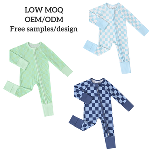 Set di Abbigliamento per Neonati in Bambù a Quadri e Righe, Multicolore, Personalizzabile, Campione Gratuito, Design Gratuito, Spedizione Rapida, Pigiami per Neonati in Bambù - Product Image 1