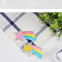 Nouvelle broderie thermocollante / autocollante, patch étoile filante mignon couleur macaron pour vêtements d'enfants et décoration de sacs