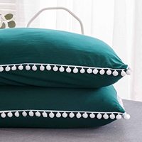 Ensembles de literie de Noël vert uni Pom housse de couette ferme literie en microfibre couette ensemble de housse de couette