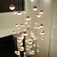 Lampe suspendue LED personnalisée pour bureau à domicile, grande boule colorée, luminaire suspendu, plafonnier décoratif pour haut plafond, or + noir, lumière chaude
