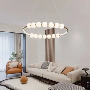 Lampe à suspension moderne minimaliste en acrylique pour restaurant Lampe ronde de salon nordique pour chambre à coucher Lampe à suspension de luxe à la mode
