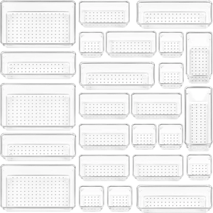 Set di organizzatori di <span class=keywords><strong>cassetti</strong></span> in plastica trasparente rettangolare classico materiale PP materiale intagliato in alluminio scatole di stoccaggio di gioielli <span class=keywords><strong>contenitori</strong></span> - Product Image 3