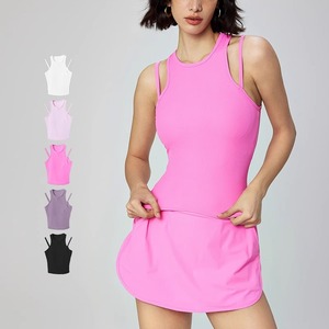 Short <span class=keywords><strong>de</strong></span> soutien-gorge <span class=keywords><strong>de</strong></span> tennis confortable à soutien élevé pour femmes jupes <span class=keywords><strong>de</strong></span> golf à motif solide tenues 2 pièces avec logo avant costumes <span class=keywords><strong>de</strong></span> golf sexy - Product Image 4