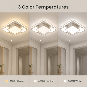 โคมไฟเพดาน LED สี่เหลี่ยมทันสมัย ​​อะคริลิคเหล็กติดพื้นผิว รีโมทดิมได้สามสี สำหรับห้องนั่งเล่น ห้องนอน ห้องโถง - Product Image 3