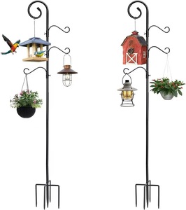 Soporte Metálico Resistente <span class=keywords><strong>de</strong></span> 5 Puntas para Comedero <span class=keywords><strong>de</strong></span> Pájaros, <span class=keywords><strong>Cesta</strong></span> <span class=keywords><strong>de</strong></span> Flores y Decoración <span class=keywords><strong>de</strong></span> Jardín, Tipo Gancho <span class=keywords><strong>de</strong></span> Pastor Premium - Product Image 1