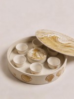Boîte à chocolat en tissu brodé avec des dattes du Ramadan, ensemble personnalisé, boîte à tasses à café et à thé, palmiers, boîte ronde de luxe, boîte à dessert sucré