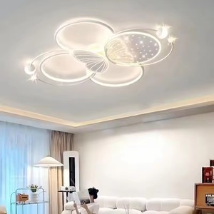 Plafonnier moderne en acrylique pour salon, salle à manger, éclairage domestique, grand lustre en forme de nuage noir et blanc - Product Image 1