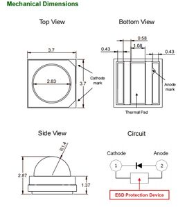 El mejor precio: 365nm, 367nm, 420nm, Smd, SEÚL, VIOSYS, Chip Led para antorcha UV - Product Image 3