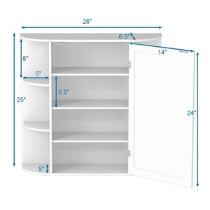 <span class=keywords><strong>Armoire</strong></span> <span class=keywords><strong>à</strong></span> <span class=keywords><strong>pharmacie</strong></span> murale <span class=keywords><strong>à</strong></span> porte unique avec miroir, 4 étagères intérieures pour cosmétiques, multifonctionnelle, salle de bain, prix bas - Product Image 5