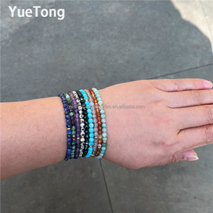 <span class=keywords><strong>Bracciale</strong></span> Sottile da Donna <span class=keywords><strong>in</strong></span> Acciaio Inossidabile PVD Oro 18k con Perline di Pietra Preziosa Sfaccettate da 4mm, Cristallo Terapeutico, Gioielli Minimalisti all'Ingrosso - Product Image 5