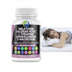 Suplementos Ausreson Todo en Uno para Dormir, 500mg de Ashwagandha, Magnesio, Extracto de Raíz de Valeriana, L-teanina, Melatonina en Cápsulas - Product Image 1