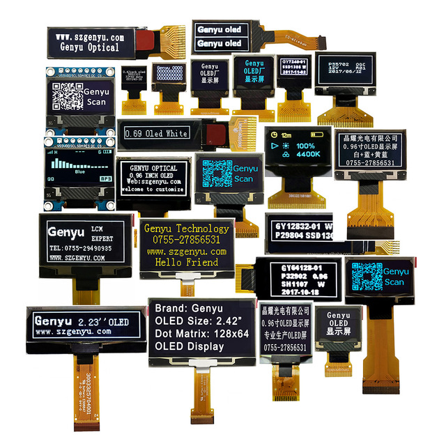 Monochrome OLED Display 0.91 0.96 1.3 128x32 128x64 128x128 I2C SPI 1.44 1.54 2.4 Inch TFT LCD Modules