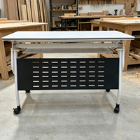Table de formation mobile à bascule, bureau en MDF avec cadre métallique, bureau d'étude sur roulettes pour l'école