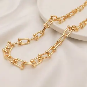 Corrente para fazer pulseira, de alta qualidade, 14k, ouro real, preenchido em u, correntes de design para fazer joias