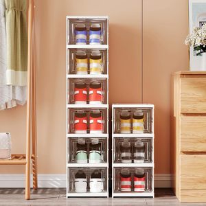 2026 Modern PP Aluminum Clear Plastic Shoe <b>Box</b> for Bedroom <b>Storage</b> Foldable Stackable Sneaker Organizer with Transparent Design - Product Image 4