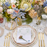 Couverts de table en acier inoxydable doré, assortiment cuillère-fourchette-couteau, vente en gros pour les lieux de mariage et les hôtels