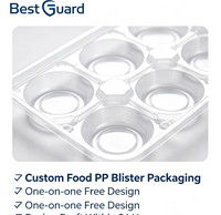 Barquette d'insertion en plastique transparent de qualité alimentaire sur mesure pour tarte aux œufs, barquette d'emballage jetable pour pâtisserie thermoformée sous vide