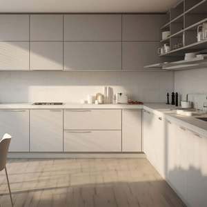 Cuisine et salle de bain Armoires de cuisine brillantes en stratifié métallique au design moderne fabriquées en Chine - Product Image 1