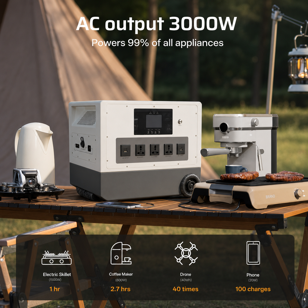 New 4kWh 3000W Solar Generator Portable LiFePO4 11000 Cycle Power Station with WiFi Smart App Control for Home Emergency Backup · image 4