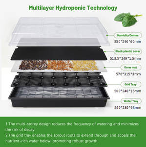 商業用家庭園芸自動給水PEプラスチック製無孔水耕栽培マイクログリーン育苗トレイ湿度調整機能付き - Product Image 2