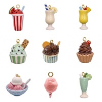Pendentif miniature en forme de dessert, crème glacée et milk-shake, brillant, style goutte d'huile, accessoire mignon pour fille