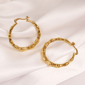 Custom Bamboo <strong>Earrings</strong> Big Large Hoop <strong>Earrings</strong> Hip Hop Women Personalized <strong>Infinity</strong> <strong>Earring</strong> Stainless Steel Fine Jewelry Gift - Product Image 3