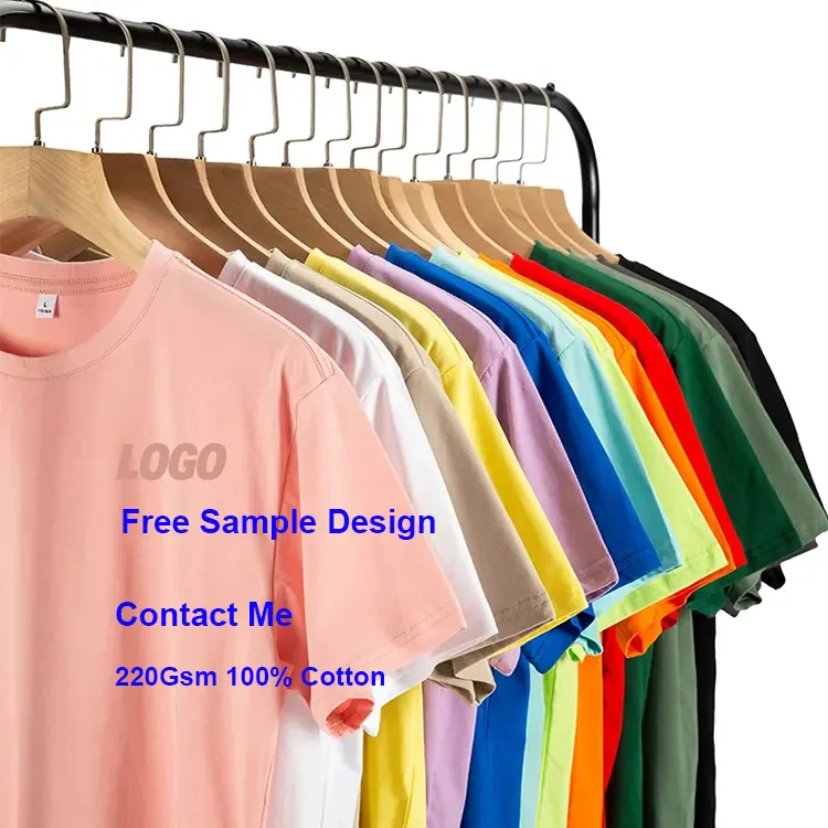 High Quality 220 Grams Wholesale Custom Design Blank 100% organic cotton Plain Tshirt mens tshirts Men's T-shirts