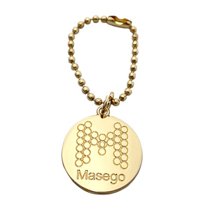 Nuevo diseño de oro personalizado marca letras logotipos bola cadena bolsos colgar placas de metal etiquetas - Product Image 2