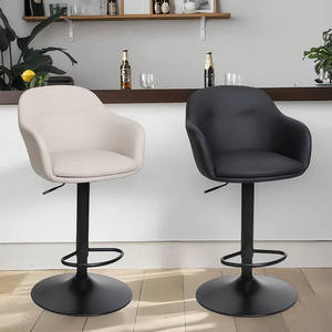 Modern Stainless Steel Bar <b>Stools</b> Fixed Armrests Swivel <b>Adjustable</b> <b>Height</b> Round Metal Base Nordic Design Home Bar Commercial Use - Product Image 1