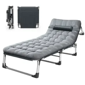 Lit de Camping Pliant d'Extérieur avec Matelas, Lit de Camp pour Touriste, Robuste et Très Résistant 180 kg, Portable avec Pieds en Acier Inoxydable - Product Image 5