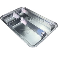 Conteneur alimentaire jetable en aluminium à trois compartiments, utilisation au four, 1400 ml, emballage pour la restauration rapide, boîte à lunch écologique et recyclable