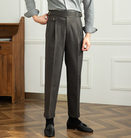Automne hommes couleur unie décontracté italien Naples Paris bouton costume pantalon messieurs taille haute drapé costume pantalon pour hommes