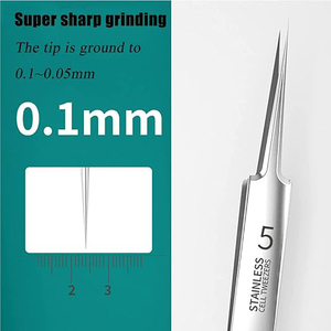 Pince à épiler professionnelle en acier inoxydable, pointe ultra-fine de précision, pour l'élimination des points noirs, des comédons, de l'acné, des boutons et des poils incarnés - Product Image 4