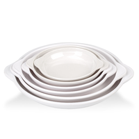 Assiette rectangulaire A5 en mélamine à double anse, aspect porcelaine japonaise, écologique, vaisselle pour enfants, en plastique avec poignées, ensembles d'assiettes