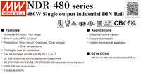 Alimentation électrique à découpage sur rail DIN NDR-480-48 Mean Well 480W 48V 10A, PFC actif, simple, efficacité de 95% pour l'automatisation industrielle