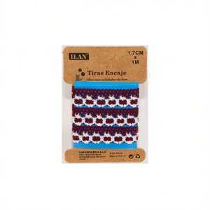 Nastro in pizzo Ilan 1,7 cm x 1 m colore bordeaux per artigianato e decorazioni - Product Image 1