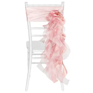 Коралловая кудрявая ива, стул с поясом из тафты/Orangaza, плиссированное кресло с поясом на спине, шифоновое кресло длиной 29 дюймов и 14 нитей