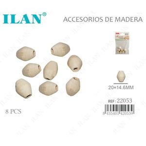 Perline in Legno a Forma di Oliva ILAN 20x14,6 mm, 8 Pezzi per Creazioni di Abbigliamento - Product Image 1