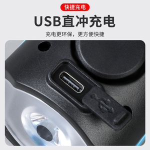 ยัวลี่ไฟหน้าจักรยานพร้อมแตรชาร์จ USB ไฟหน้า LED สำหรับจักรยานเสือภูเขา IPX4 กันน้ำแบตเตอรี่แบบชาร์จไฟได้สีดำสีน้ำเงิน - Product Image 3